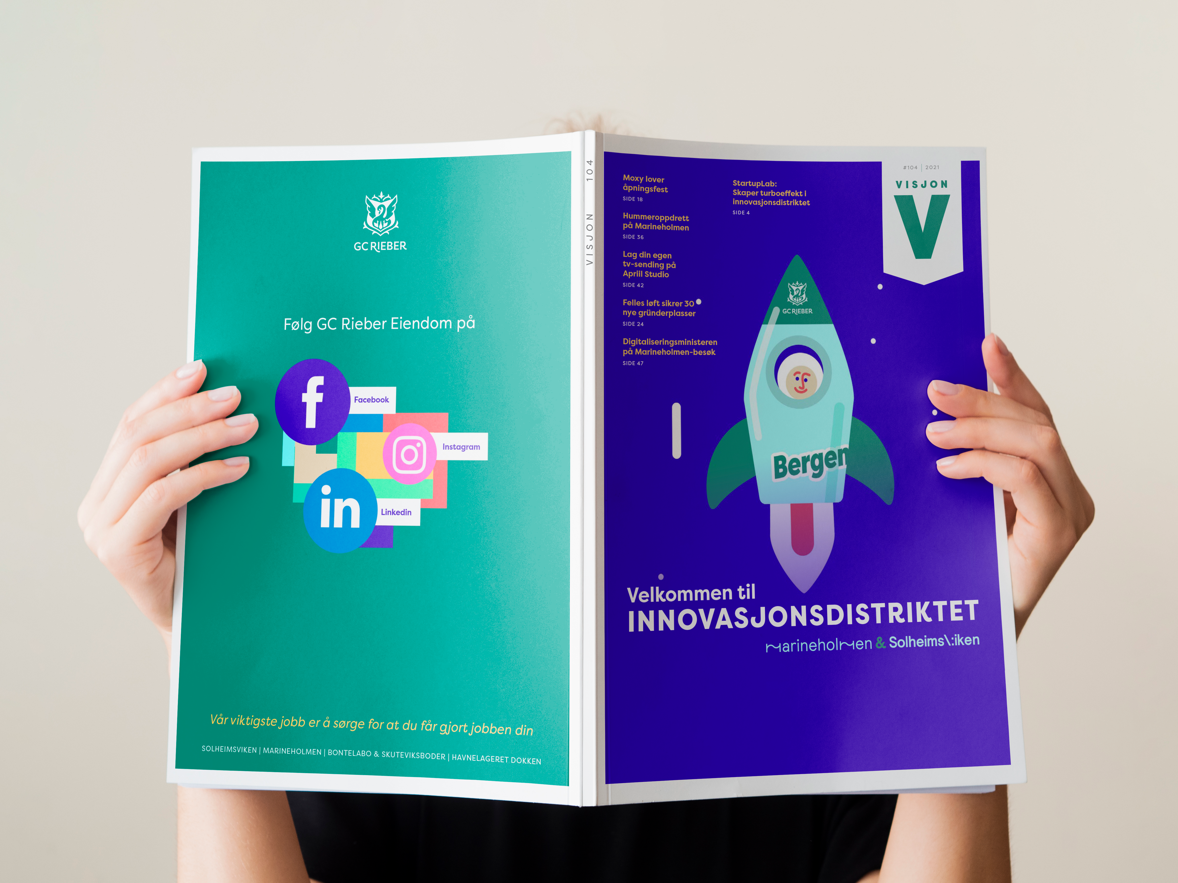 Bilde av magasinet Visjon, hvor artikkelen om innovasjonsdistrikt er hentet fra