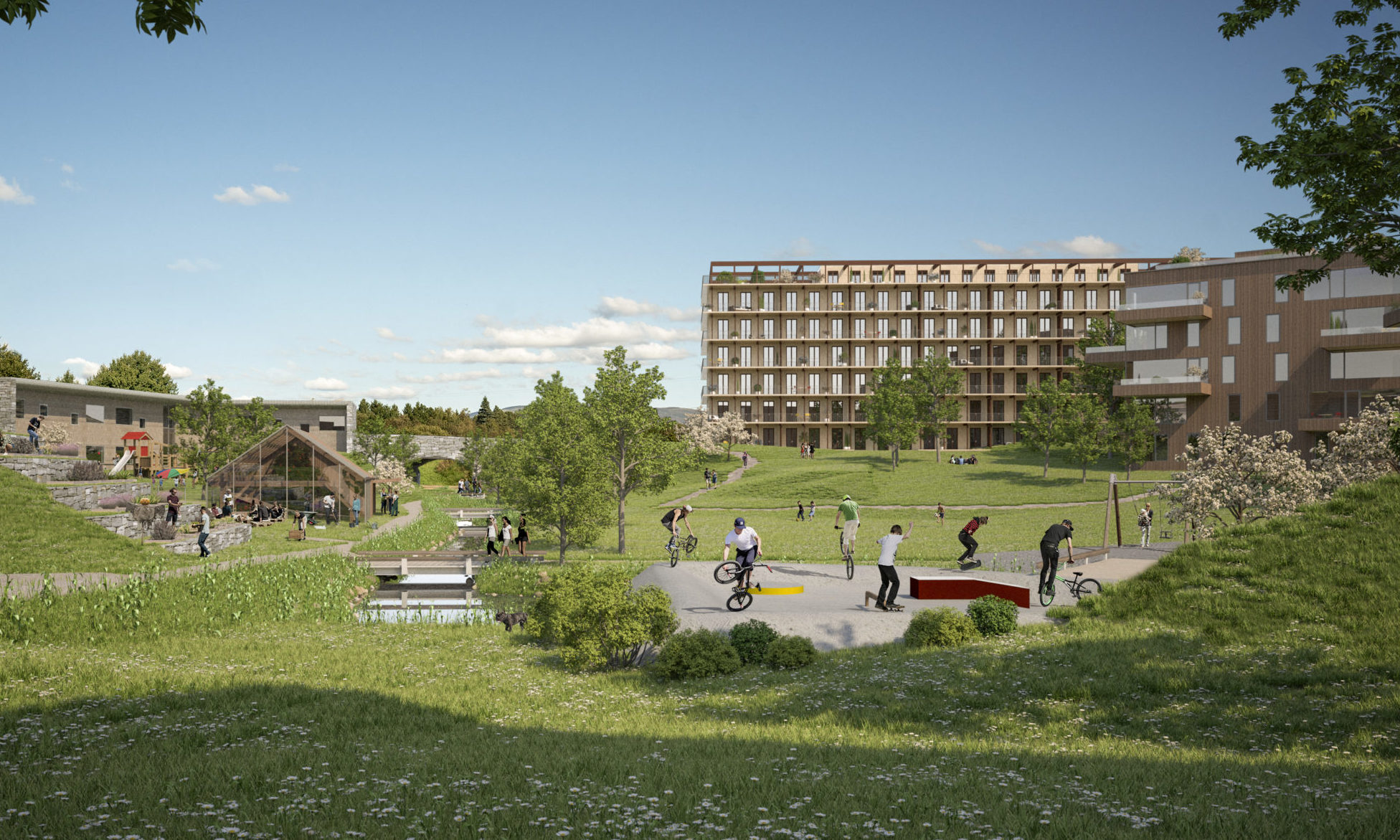Illustrasjon som viser hvordan Birkelandshagen kan bli seende ut