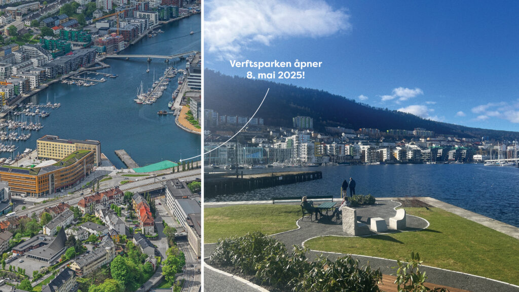 Illustrasjonsbilde som viser verftsparken og hvor i Solheimsviken den ligger